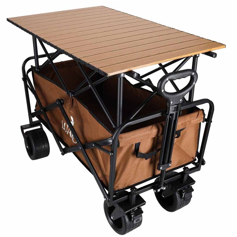 LUARO Saliekamie Pludmales un Transportēšanas Ratiņi ar Galda Funkciju 2-in-1