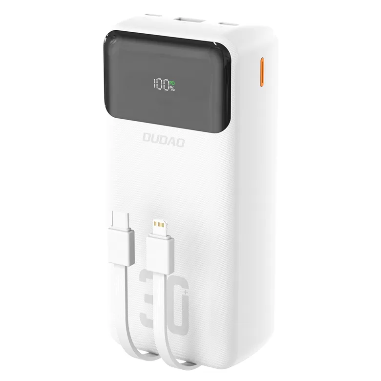 Dudao K15MAX 30000mAh PD 22.5W Powerbank with Built-in Cables - Balta