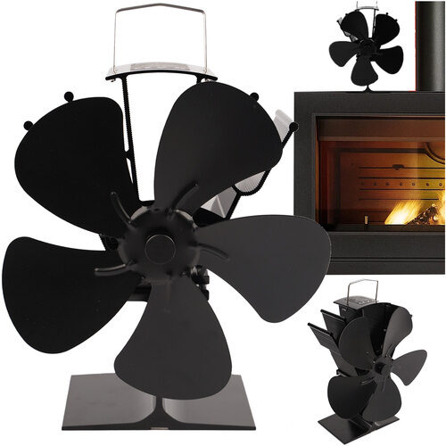 Kamīna ventilators, ko darbina siltums, termoelektriskais ventilators bez elektrības, piecu lāpstiņu KAMINER!