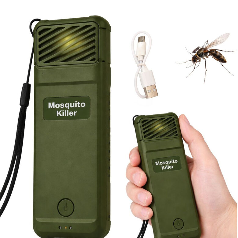 Pārnēsājams USB odu atbaidītājs ar 6 maināmiem ieliktņiem, zaļš