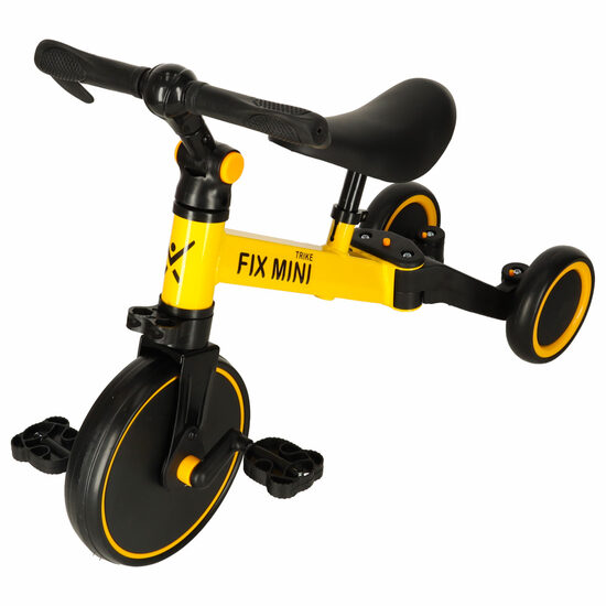 Līdzsvara velosipēds, trīsritenis, Trike Fix Mini 3in1, ar pedāļiem, dzeltens
