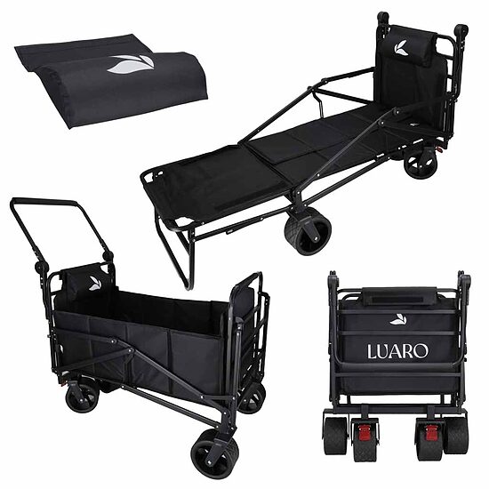 LUARO Saliekamie transportēšanas ratiņi un kempinga gulta 2-in-1