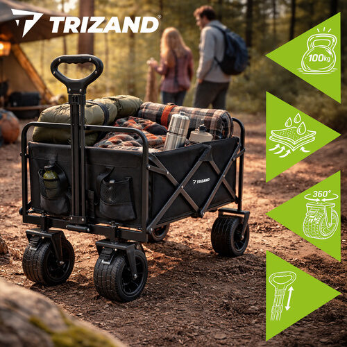 Salokāmi transportēšanas rati 100 kg TRIZAND pludmalei, dārzam un kempingam