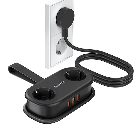 Orico AP3 20W GaN 5in1 strāvas sadalītājs 2x AC + 2x USB-A + 1x USB-C – melns