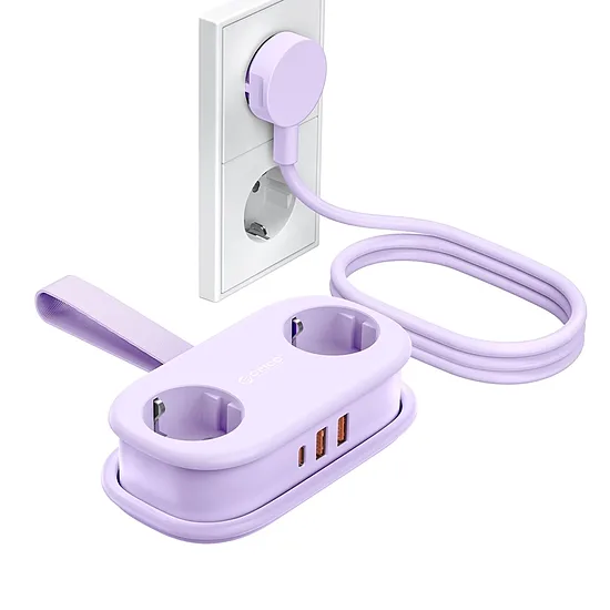 Orico AP3 20W GaN 5in1 strāvas sadalītājs 2x AC + 2x USB-A + 1x USB-C – violets