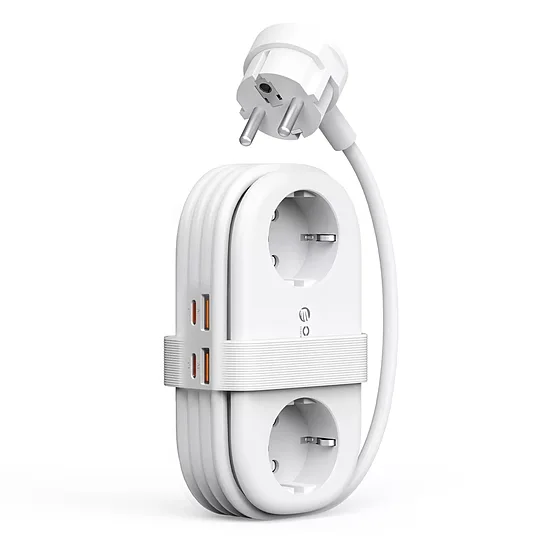 Orico AP3 65W GaN 6-in-1 barošanas sloksne 2x AC + 2x USB-A + 2x USB-C —balts
