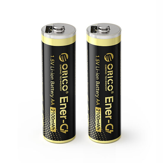 Orico Ener-G EG5C litija baterija 1,5 V 2100 mWh AA USB-C uzlādējama baterija ar uzlādes kabeli, 2 gab.