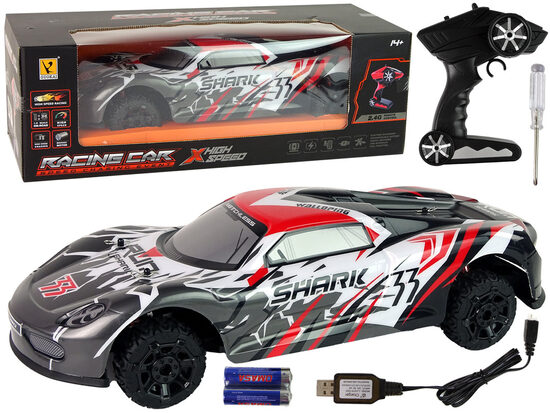 Sporta automašīna R/C 1:8 pelēka balta