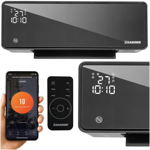 KAMINER ZELVION jaudīgs elektriskais sienas sildītājs, WiFi lietotne + tālvadības pults!